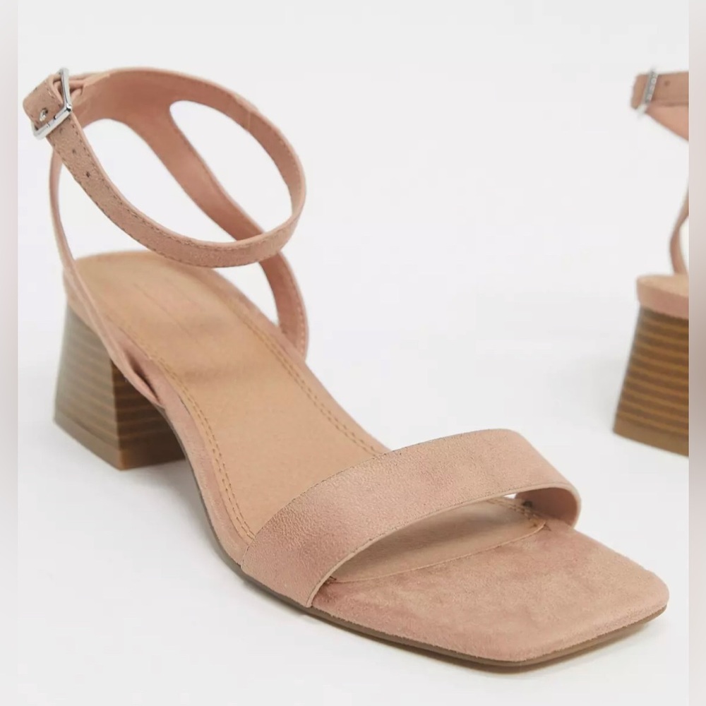 Wide Fit Hocco block heeled sandals in warm pink